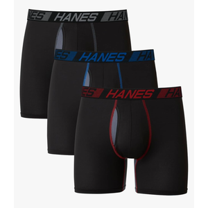 Hanes Men's Underwear Pack, 3-Pack, Total Support Pouch Boxer Briefs or Trunks, Moisture-Wicking Underwear for Men, L
