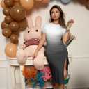 GOKATOSAU Women's Sexy Bodycon Short Sleeve Slit Ruched Summer Club Party Midi Dress Gradient White, 31, S