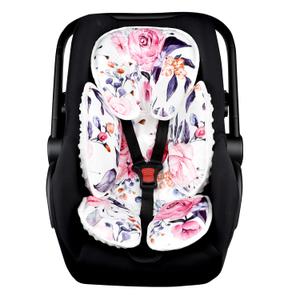 Pea Pod Baby Car Seat Head Support for Newborn, 2 in 1 Infant Car Seat Head Body Support for Girls Extra Soft Breathable Baby Car Seat Cushion Insert for Strollers, Swings, and Bouncers, Pink Floral