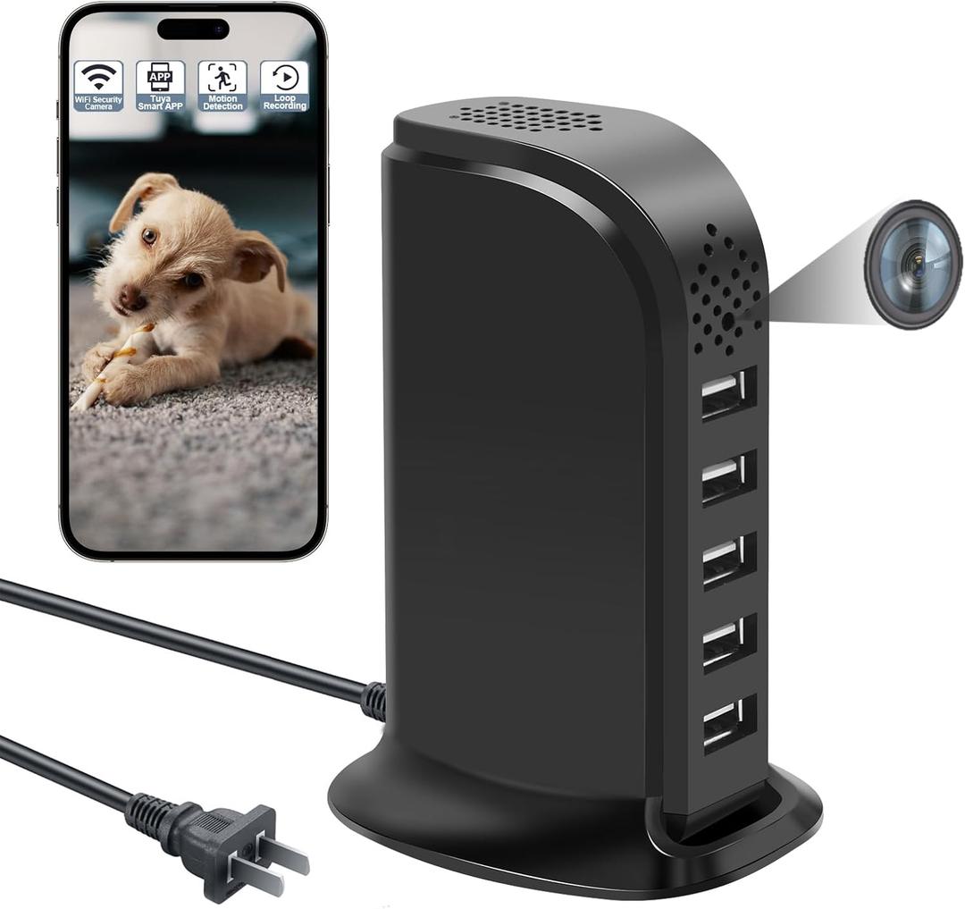 FUXGZ USB Charger Camera, Security Nanny Cam, Wireless 1080P HD Video Recorder with Motion Detection, WiFi Nanny Camera for Home/Baby/Pet, No Audio