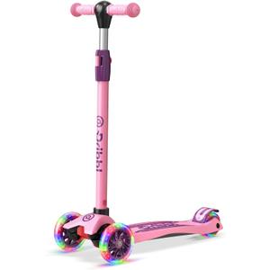 Dribbl 3-Wheel Kids Scooter - Lean-to-Steer Technology, Adjustable Height Handlebar, Wide Deck, Scooter for Boys & Girls Ages 3+, Child Safety Approved, Support Riders Up to 165 lbs, Purple and Pink
