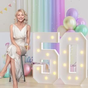 JoyMuse 3ft Marquee Numbers 50, Large Light Up Numbers 50, 50th Birthday Party and Anniversary Decoration, Yellow Light