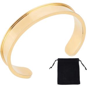 UNICRAFTALE 1pc Cuff Bracelet Blank Grooved Bangles Adjustable Empty Open Bangles for Inlay 50-60mm for Jewelry Making Supplies DIY Gemstone Inlay Crafts Stainless Steel Hair Tie Bracelet