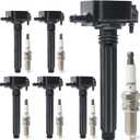 Set of 6 Ignition Coil Packs & Iridium Spark Plugs Compatible with Dodge Challenger Durango Journey Grand Caravan, Chrysler 200 300, Jeep Grand Cherokee Wrangler, RAM 1500 3.6L V6 Replace UF648 97390