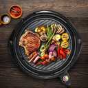 Elite Gourmet EMG-980BX Large Indoor Electric Round Nonstick Grill Cool Touch Fast Heat Up Ideal Low-Fat Meals Dishwasher Safe Includes Glass Lid, 14", Black