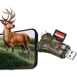 Crenova Trail Camera Viewer, 4 in 1 SD/TF Card Reader, Plug N Play Game Cam Reader for Checking Wildlife Photos Videos, Compatible for Android/iPhone/Type-C/USB, Ideal for Photographer