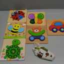 MAGIFIRE Wooden Puzzles 12-18 Months - Multicolor 6-Pack Animal & Vehicle Shapes with Storage Bag - Chunky Wood Puzzles for Fine Motor & HandEye Coordination - Ideal Toddler Gifts Age 1-2 (6 Pack - Ladybug, Car, Bee, Bear, Butterfly,Turtle)