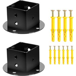 Floor Flange 2x2 Mounting Bracket Square Fence Pole Flange Base Heavy Duty Post Base 2 inch Post Anchor Base Wall Mounted Column Anchor Base for Deck Railing Mailbox
