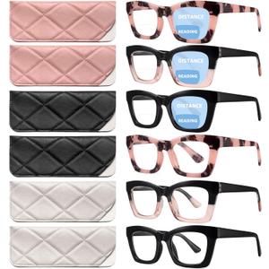 CCVOO Bifocal Progressive Reading Glasses for Women, Blue Light Blocking, 6 Pack (B1 Mix Bifocal, 1.5, x)