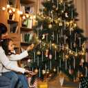 Geelin Sliver 100 Set Bead for Christmas Tree Pearl Ornaments for Christmas Tree Plastic Faux Pearls Garland Decorations with Green Hooks Bead Hanging Ornaments for Xmas Wedding Home Decor