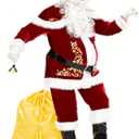 JONRRYIN Santa Claus Costume for Men, 15Pcs Deluxe Santa Claus Outfit Adults Men Set Professional Christmas Clause Suit Adult (XXXL)