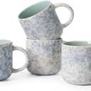 MONITO 12 OZ Coffee Mugs Set of 4, Ceramic Coffee Mugs,Modern Coffee Mugs Set with handle for Tea/Latte/Cappuccino/Milk/Cocoa. (BLUE, 4 CountPack of 1)