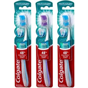 Colgate 360 Enamel Health Sensitive Toothbrush, Compact Head, Extra Soft (Colors Vary) - Pack of 3