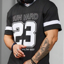 GORGLITTER Men's Letter Graphic T Shirts Oversized Short Sleeve Round Neck T Shirt Black Letter X-Large