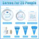 700pcs Class of 2026 Graduation Plates and Napkins Set, Disposable Paper Plate Set Polka Dots Napkins Cups Knife Fork Spoon for Graduation Party Decorations and Supplies,Serve 100(White LightBlue)