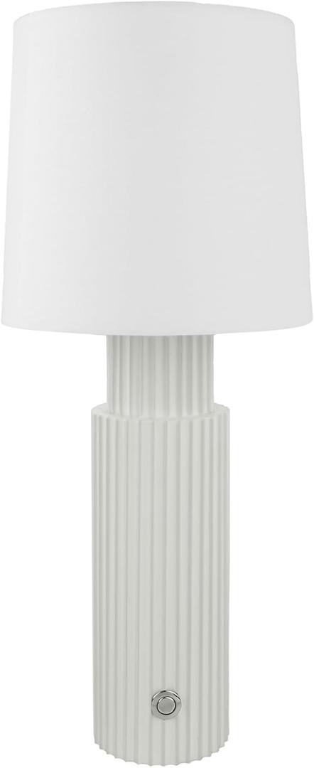Cordless Modern Resin Table lamp, Fluted Column Base, 5200-mAh Rechargeable Battery, 3-Level Brightness, Build-in Integrated LED 320 Lumen Max, for Bedside Desk Nightstand Light