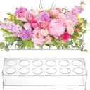 Jucoan 2 Pack Acrylic Flower Vase Rectangular, 24 Inch Long Low Clear Flower Vases with 24 Holes for Floral Arrangement, Home Office Wedding Thanksgiving Christmas Party Table Centerpieces Decor