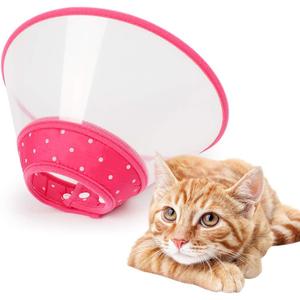 Andiker Pet Cone Recovery Dog Cone Adjustable Dog Collar Clear Padded Collar with Breathable Soft Edge Plastic Puppy Cone Protect the Neck Surgery Recovery Designed for Cats and Puppies (Small, Pink)