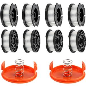 10 Pack AF-100 Replacement Spool Compatible with Black+Decker AF-100-3ZP AF-100-BKP, 30Ft 0.065" Autofeed Weed Wacker String Trimmer Spools for Black and Decker Weed Eater (8 Spool,2 Cap,2 Spring)