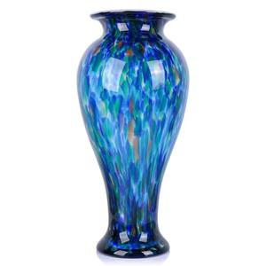 20" Tall Teal Blue Glass Vase Hand Blown Large Floor Glass Vase Home Decor, Pretty Modern Teal Blue Flowers Vases, Jarrones Grandes para Sala Elegantes, Large Vases for Living Room Wedding Decor