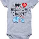 Lovekider Father's Day Baby Boys Bodysuits I Love You Daddy Infant Romper Jumpsuit Funny Newborn One-piece Outfit 12-18 Months (Gray)