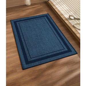 chakme Bathroom Rugs Mat 24x17, Ultra Thin Non Slip Bath Mat Small Quick Dry Absorbent Bath Mat for Bathroom, (Dark Blue, 24"x17")