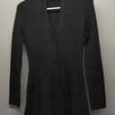 Wenrine Womens Deep V Neck Sweater Dress Sexy Knit Button Down Long Sleeve A Line Fall Mini Dresses (Medium)