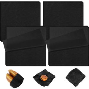 Estune 240 Pcs 12 x 12 Inch Deli Paper Sheets Sandwich Dry Wax Paper Oil Proof Food Basket Liners Food Wrapping Sheets for Bread, Party, Picnic, Festival, BBQ(Black)