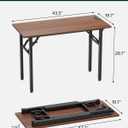 Small Folding Computer Desk – 43.3 Inch Portable Table for Craft and Study, Lightweight Desk for Small Spaces, Foldable Laptop Table Built-in AC/USB Outlets for Convenience, Dark Walnut, 43.3 x 19.7 Inch