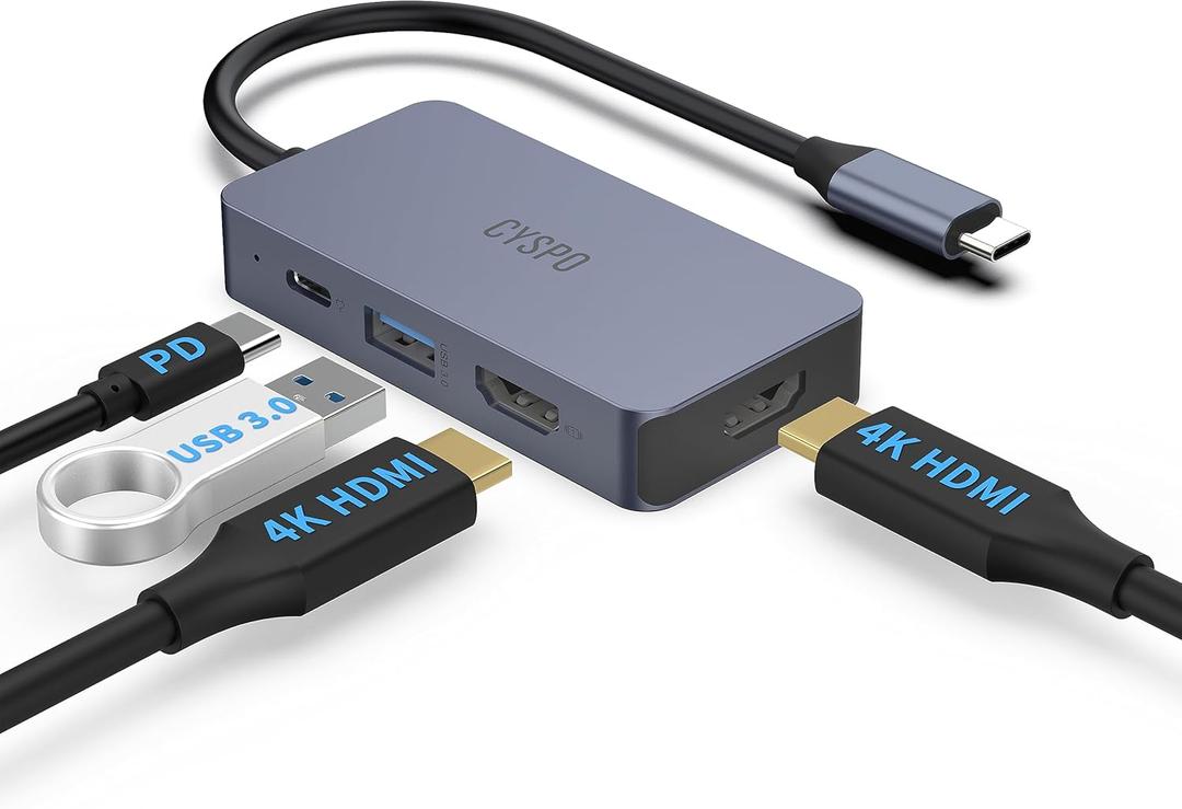 USB C Hub with Dual HDMI  4-in-1 Travel Dock, USB-C to 2X 4K HDMI, 100W PD Charging, USB 3.0 Port  Compatible with PC, MacBook, iPad, Nintendo Switch etc.