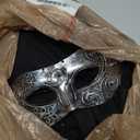 Guayma Steampunk Oni Masquerade Mask for Men/Women Halloween Mardi Gras Venetian Costume Party Prom Ball (Puck-silver)