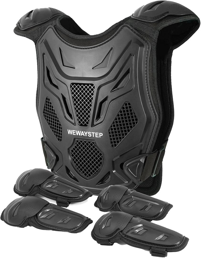 Kids Dirt Bike Gear Motorcycle Armor Vest Suit, Thickened Heavy Duty Chest Protector for MotocrossYouth Riding Protective Gear for MTB ATV (Black)