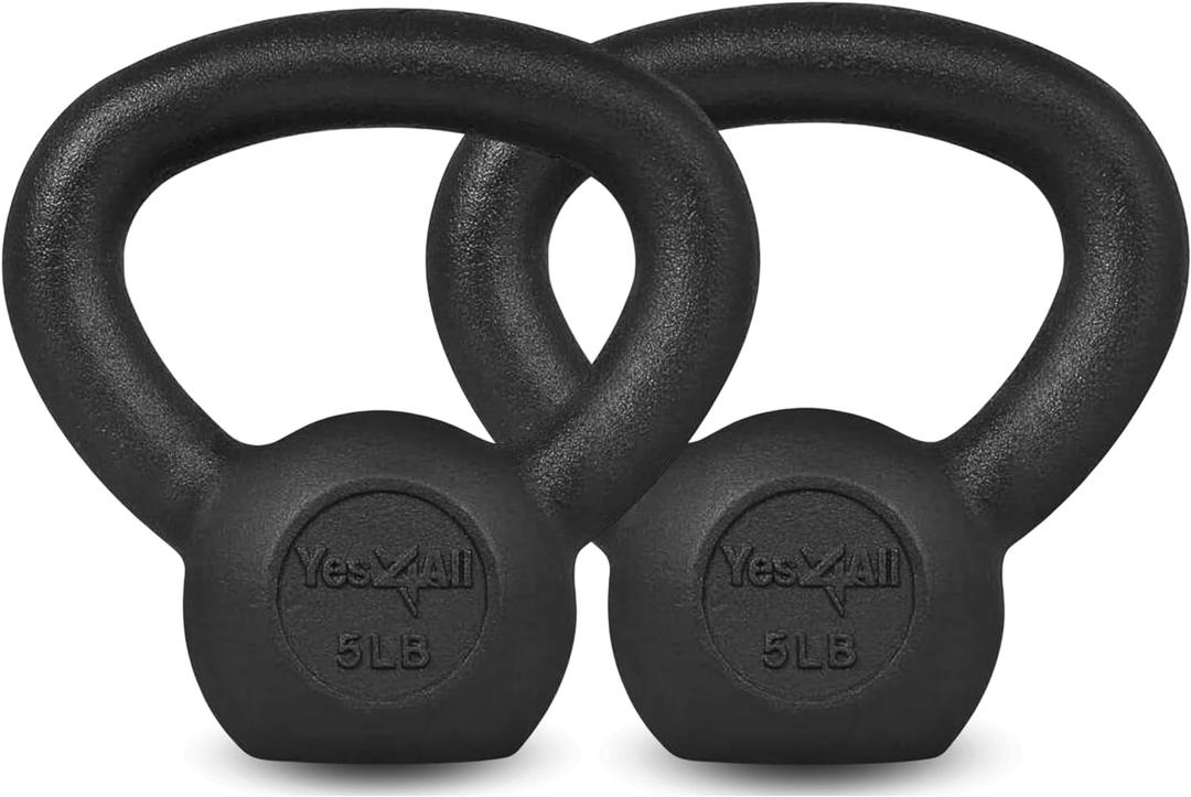 Yes4All 5lb Kettlebell Set of 2 Cast Iron for Dumbbell Weights Exercises, Gym, Fitness, Full Body Workout Equipment Push up, Grip and Strength Training