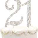 Bling Crystal Rhinestone 21 Birthday Cake Topper - Best Keepsake | 21st Party Decorations Silver
