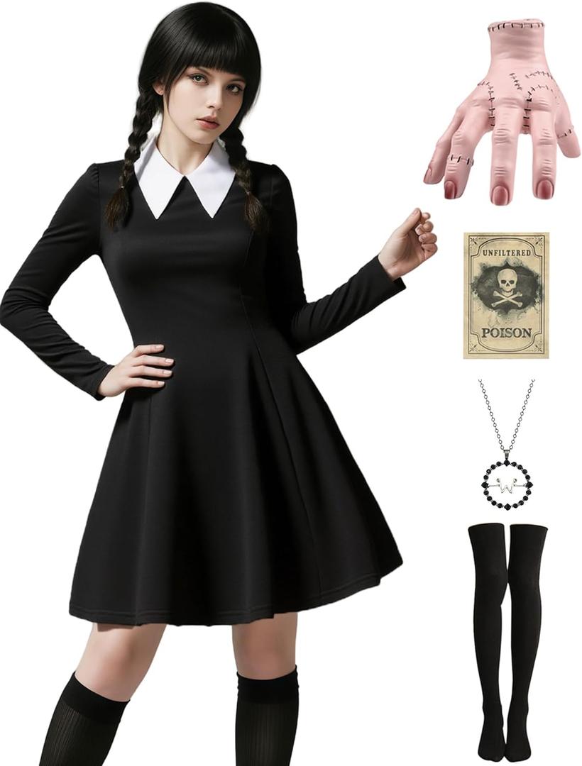 Oumbivil Adult Halloween Costumes Women Black Dress for Family Costume Party (Small)