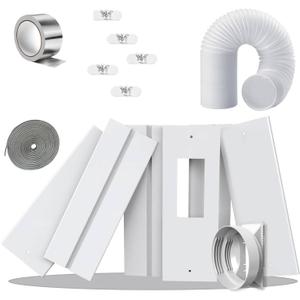 95"Sliding Door AC Vent Kit with 5.1"Extendable Hose Screen net & Weather Stripping Universal 5.0/5.9 Inches Coupler for Sliding Glass/Window Portable AC Energy Saving Airtight Seal System