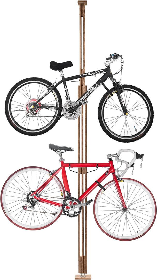 RAD Cycle Woody Bike Stand Bicycle Rack Storage or Display Holds Two Bicycles and is Constructed of Stylish Hard Wood, 75"D x 8"W x 3"H