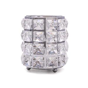 Silver Crystal Makeup Brushes Holder Organizer for Cosmetics Comb Brushes, Eyebrow Pen Pencil Storage Case Container, Silver