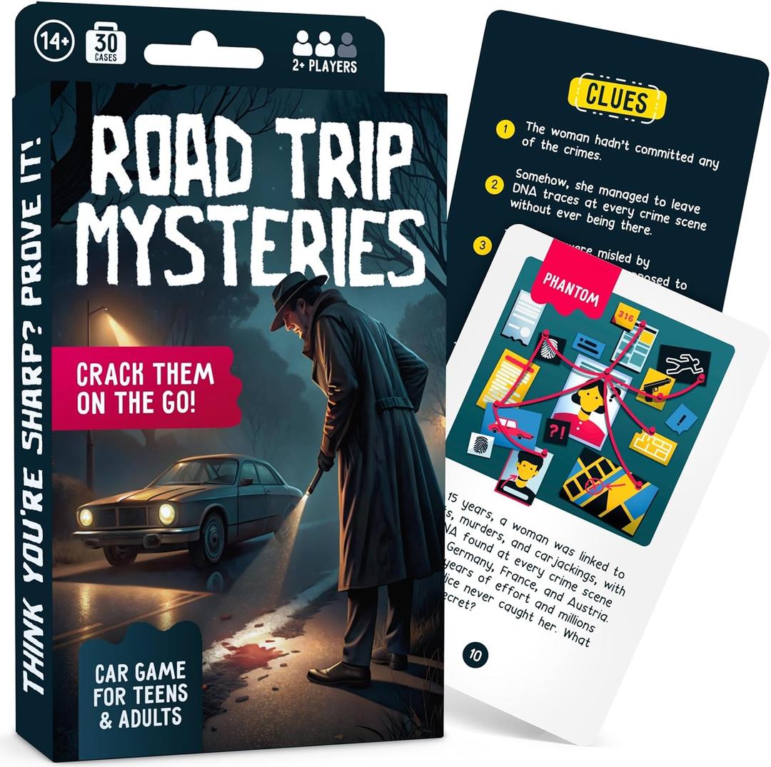 WELL BALANCED Road Trip Mysteries - Car Game for Adults & Teens, Road Trip Travel Essentials