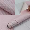 17.7" x 197" Pink and White Stripe Wallpaper Stick and Peel Contact Paper Self Adhesive Decorative Waterproof Wall Covering Cabinets Shelves Liner Drawer Sticker