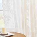 SEEKRIGHT Sheer Lace Curtains 72 Inch Length 2 Panels White Floral Curtains for Living Room Bedroom Rod Pocket Light Filtering Drapes Victorian Flower Window Curtains Decor, 52x72