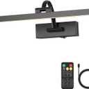 Wireless Picture Lights for Wall Battery Operated Art Lighting for Paintings Rechargeable Gallery lights with Remote and Timer Cordless Painting Lights for Artwork, 16'' Inch 3CCT Dimmable, Black (15.75 inch)