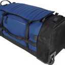 86L 30 Folding Duffle Backpack with 2 Wheels,Travel Bag with Separate Shoe Compartment,Navy Blue