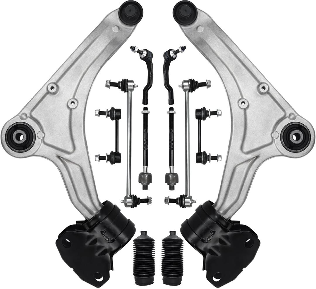 Control Arm, Replacement For Control Arms with Ball Joint Sway Bar Links Inner Outer Tie Rods Suspension Kit Compatible With 2013-2020 Ford Fusion, 2015-2020 Lincoln MKZ