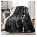 MAXEVE Electric Heated Throw Faux Rabbit Fur Blanket with 8 Heating Levels & 8 Hours Auto Off, Fast Heating Warm Cozy Sherpa Washable Blanket with Over-Heat Protection, ETL Certification, Grey