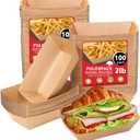 100 Pack 2lb Paper Food Boats, Kraft Paper Food Nacho Trays Disposable Take Out Food Serving Boats for Snack French Fries Tacos Hot Dog BBQ Popcorn Festivals Party Picnic Wedding (100)
