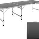 Moosinily Camping Table 6FT Folding Table Large 3 Adjustable Height Portable Picnic Table Camp Aluminum Outdoor Picnic BBQ Black
