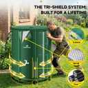 132 Gallon/500L Collapsible RainWater Collection Barrel,Water Tank&Reinforced with 2mm Frame Portable Rain Catcher,Includes Quick-Connect Tap&Sprinkler,Heavy Duty 0.6mm PVC for Long-Lasting Use,Green