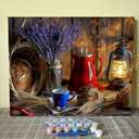 Paint by Numbers Kits for Adults Rustic Style DIY Oil Painting Kits on Canvas with Paint Brushes and Acrylic Pigment Wheat Oil Lamps Watercolor Paint Home Wall Decor Artwork 16x20 Inch (Frameless)
