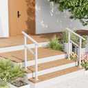2 Pack Hand Rails for Outdoor Steps,1-2 Step Railing for Stairs,Adjustable Porch Railing,Hand Rails for Seniors,Outdoor Deck Handrails for Exterior Steps,White